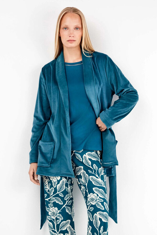 Gisela Robe em tecido polar elástico estampado