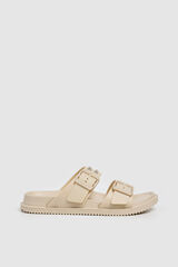 Pepe Jeans Sand&aacute;lia de tiras duplas com tachas bege