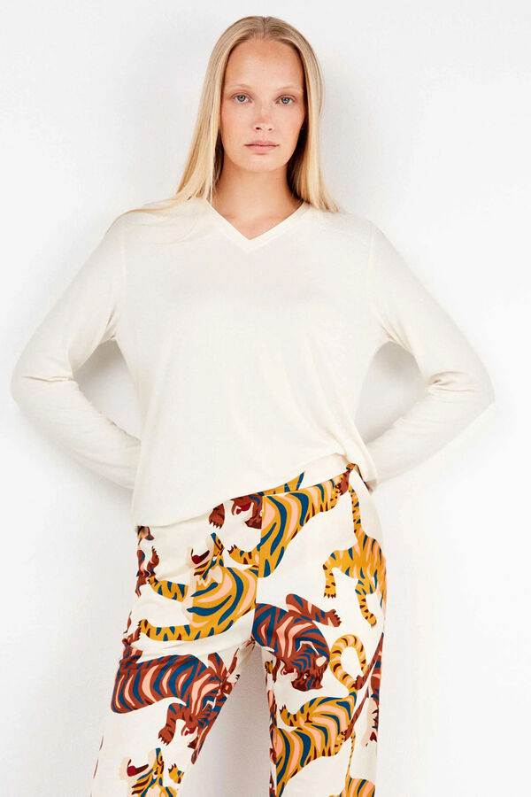 Gisela Conjunto de pijama com estampado de tigre bege