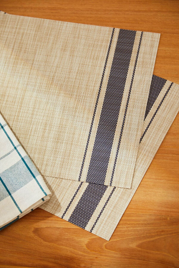 Calma House Individual de mesa antimanchas tran&ccedil;ado &agrave;s riscas azuis Pla 30x45 azul