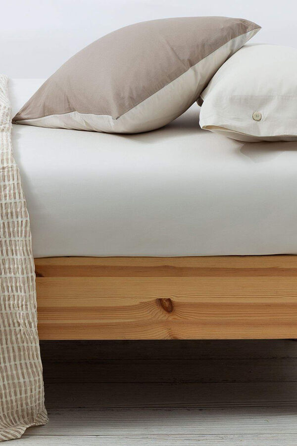Textura Lençol de baixo algodão percal. Cama 180-200 cm. bege
