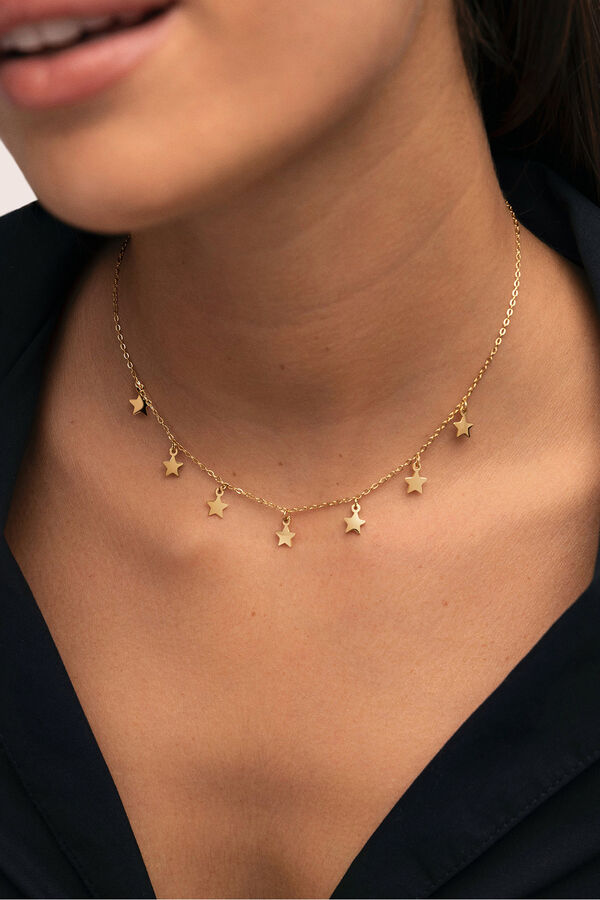 Singularu Collar Mini Stars Acero Ba&ntilde;o Oro amarillo