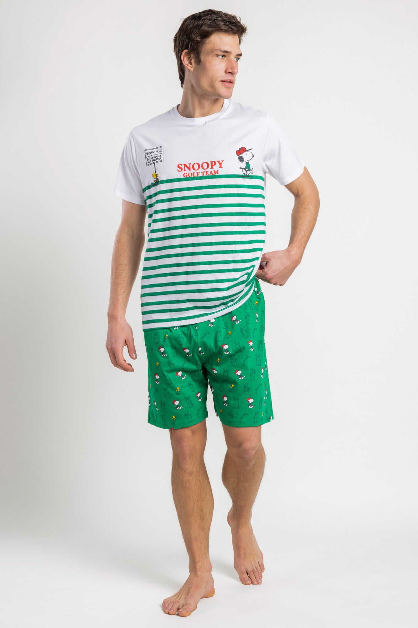 Admas Pijama curto de golfe Snoopy &agrave;s riscas