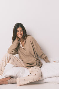 Women'secret Casaco de malha curto liso em malha tricot rosa