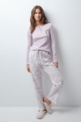 Women'secret Pijama comprido em algod&atilde;o com estampado de flores cru