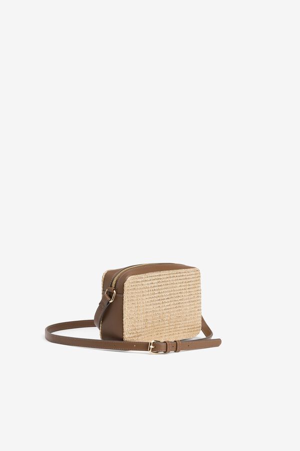 Vilanova Mala a tiracolo efeito palha met&aacute;lica estampado