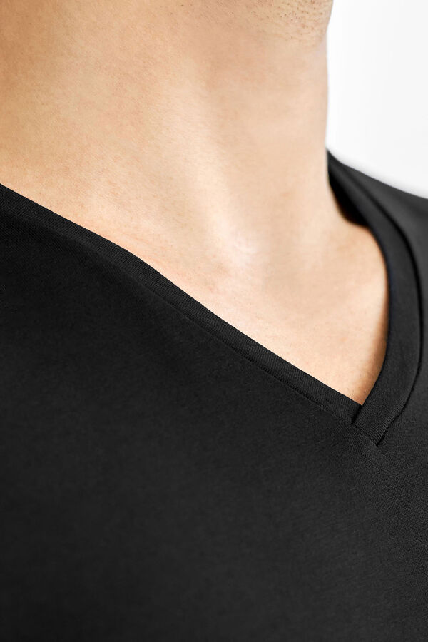Bread & Boxers Pack de 2 t-shirts elásticas pretas com gola em bico preto