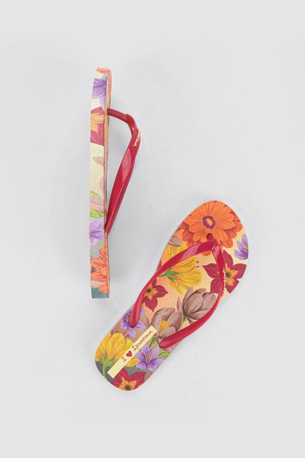 Ipanema Chinelos amarelos com flores tropicais estampado
