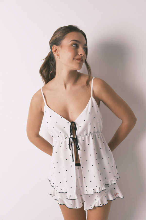 Women'secret White strappy heart print short pyjamas white