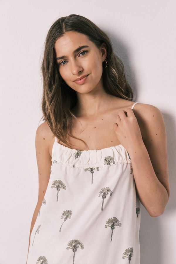 Women'secret Pijama curto de al&ccedil;as em algod&atilde;o branco