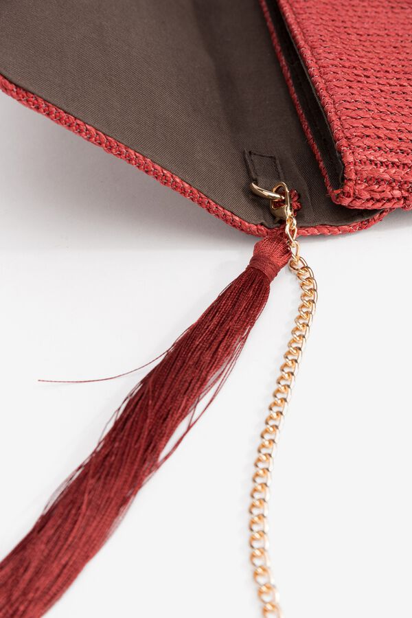 Vilanova Mala clutch com efeito de palha e franjas vermelho