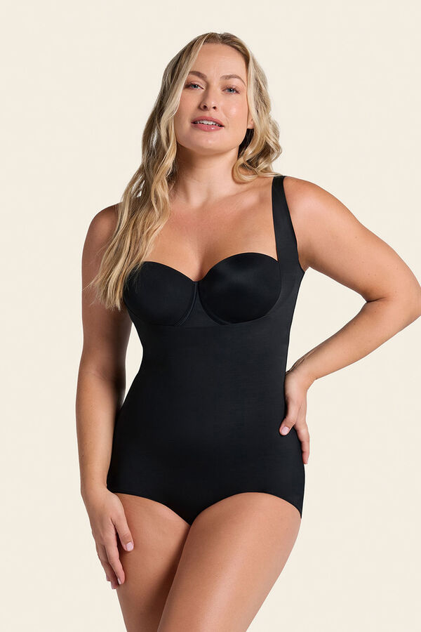 Leonisa Cinta modeladora de body com apar&ecirc;ncia invis&iacute;vel preto