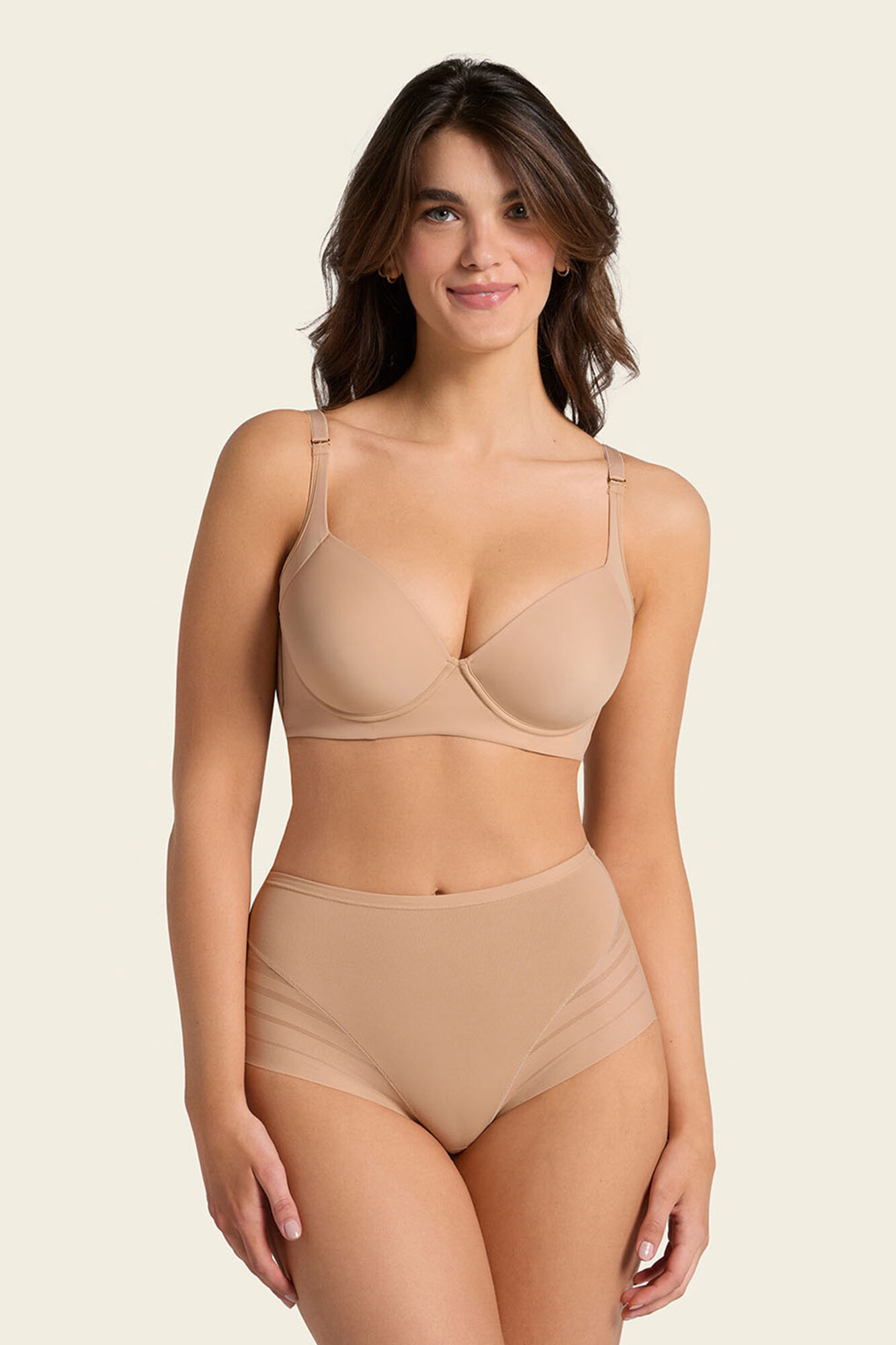 Leonisa Cueca cinta cl&aacute;ssica com controle moderado da barriga e faixas de tule