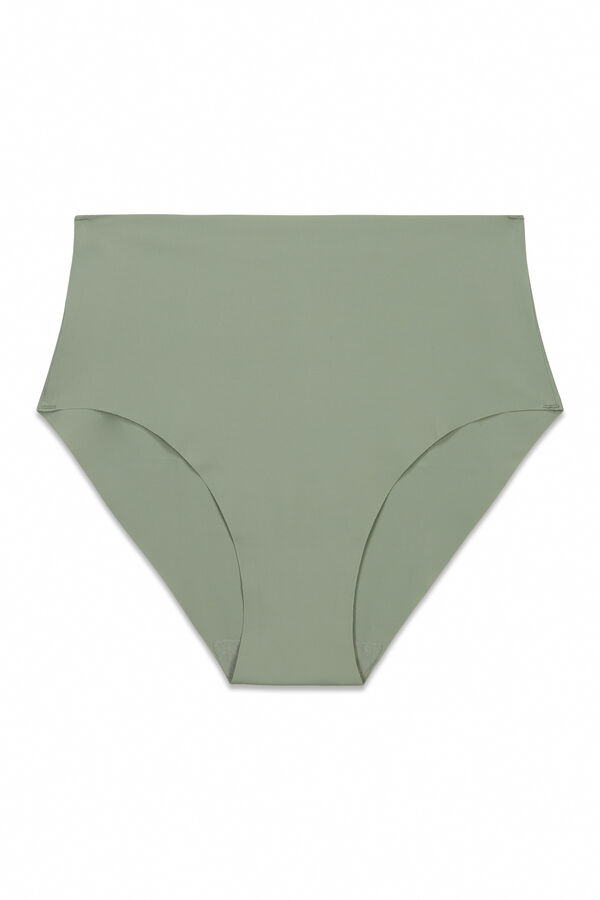 Women'secret Cuecas cintura alta clean cut em microfibra caqui bege