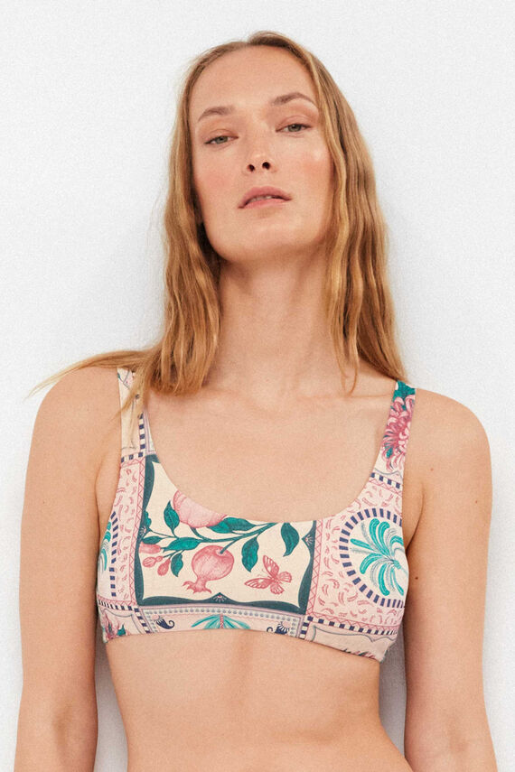 Top bikini sin aro print mosaico