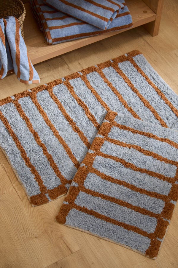 Calma House Tapete de banho &agrave;s riscas azul Saturno 50x70 azul