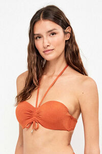 Gisela Top biqu&iacute;ni bandeau desmont&aacute;vel piqu&eacute; lurex dourado