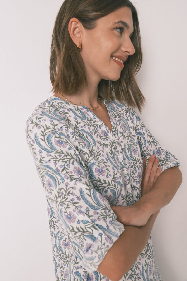 Women'secret Camisola floral verde com manga 3/4 verde
