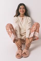 Women'secret Chinelos de quarto de borrego rosa rosa