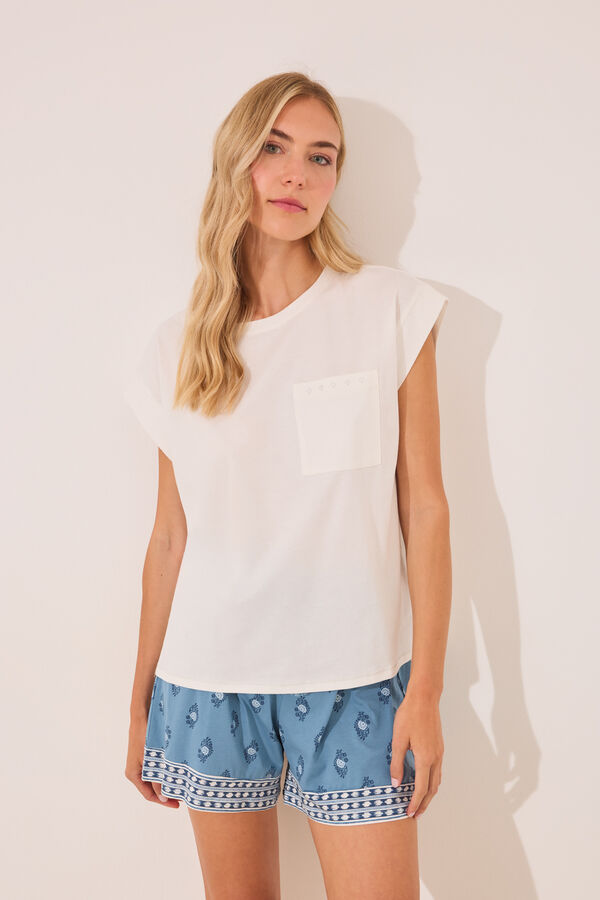 Women'secret Pijama curto 100% algodão paisley  bege