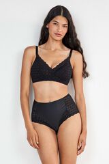 Gisela Cuequinha alta em renda geom&eacute;trica preto
