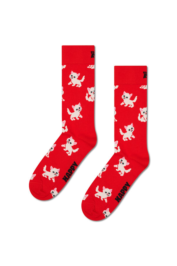 Happy Socks Meia de gatinho  vermelho