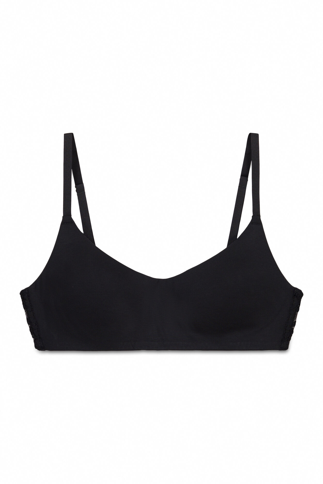 Women'secret Soutien top com enchimento e renda preto