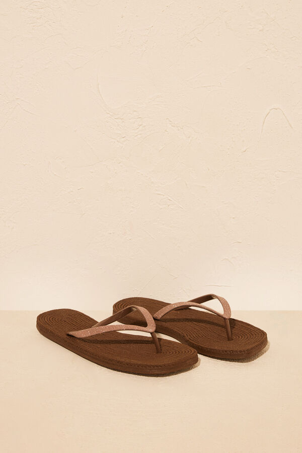 Womensecret Brown 100% mojable flip-flops nude