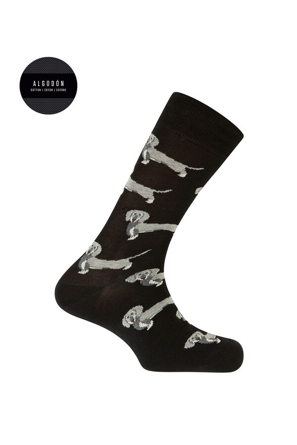 Punto Blanco Dachshund print socks black