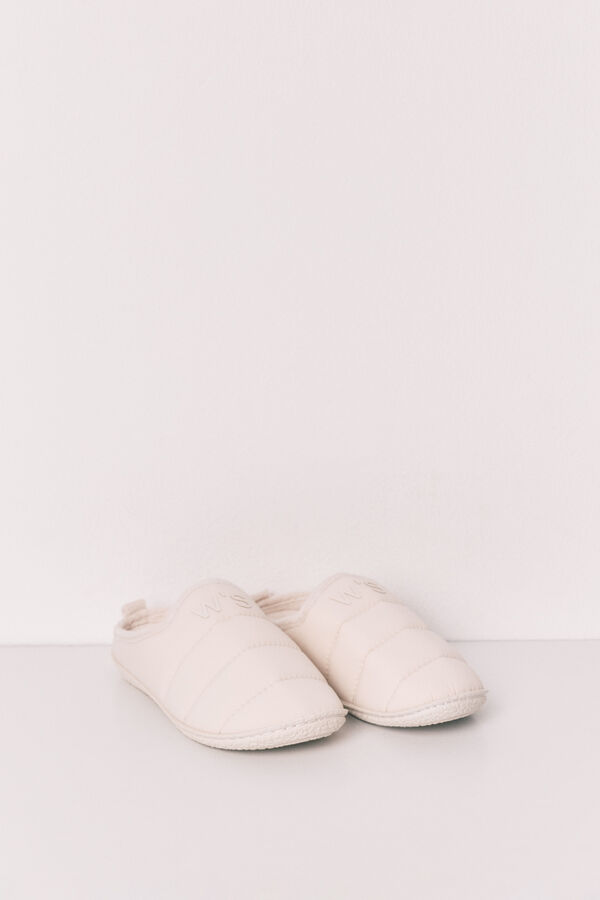 Women'secret Chinelos de quarto acolchoados brancos bege