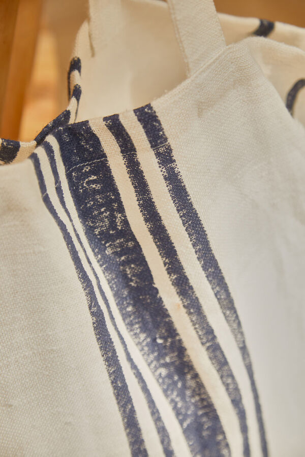 Calma House Lili blue striped print linen bag blue