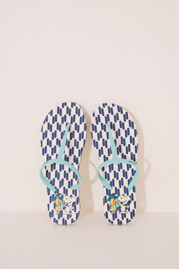 Women'secret Chinelos com estampa geométrica do Snoopy azul