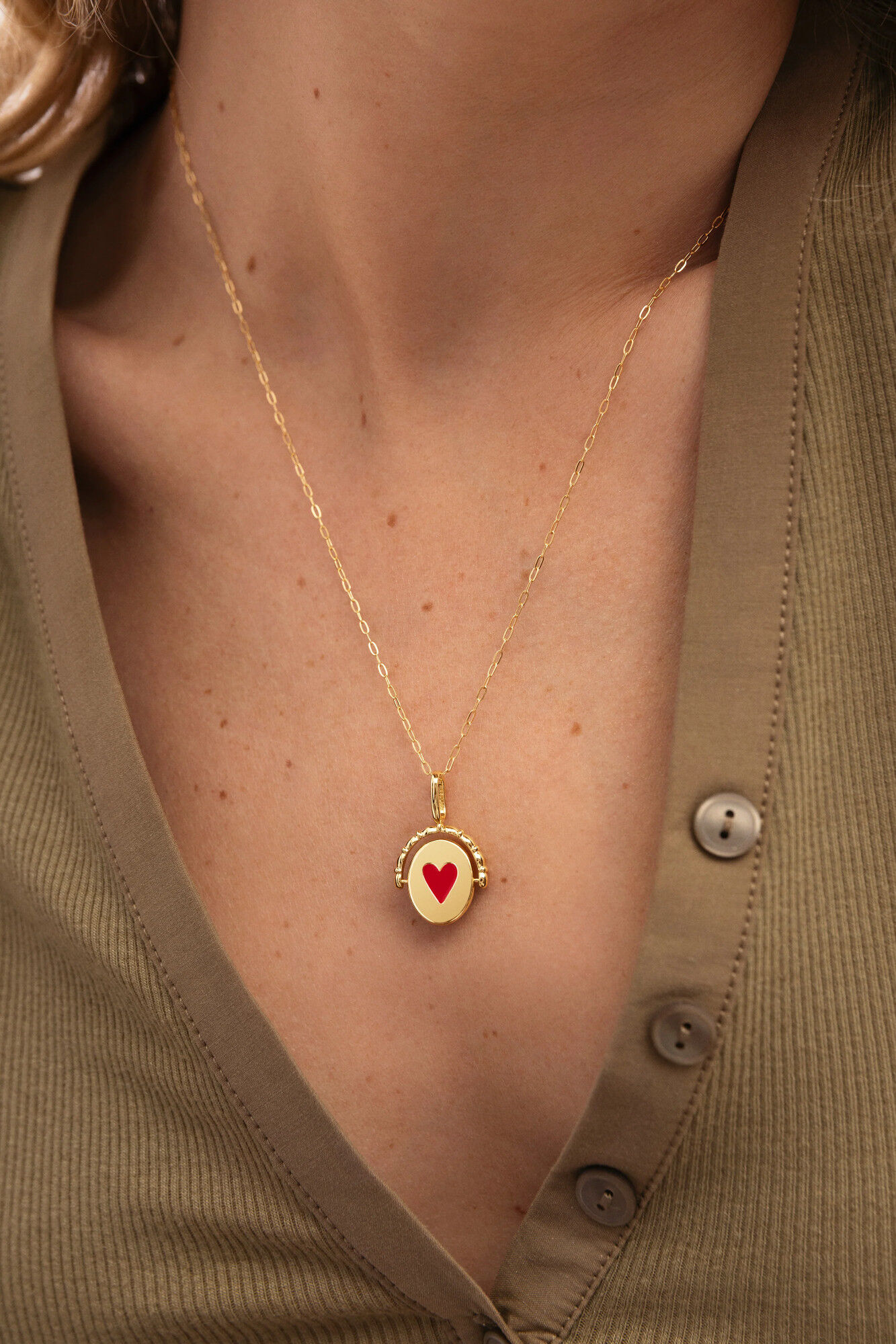 Singularu Charm Medall&oacute;n Doble Mam&aacute; Lovely Heart Ba&ntilde;o Oro