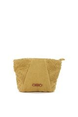 Abbacino  Necessaire de praia em algod&atilde;o dourado estampado