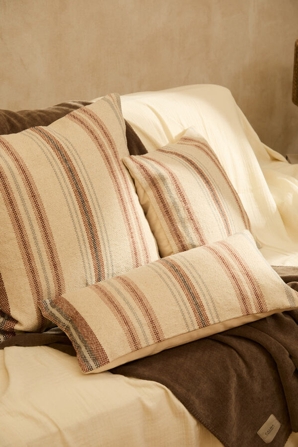 Calma House Capa de almofada quadrada riscas multicolorida Peru vermelho