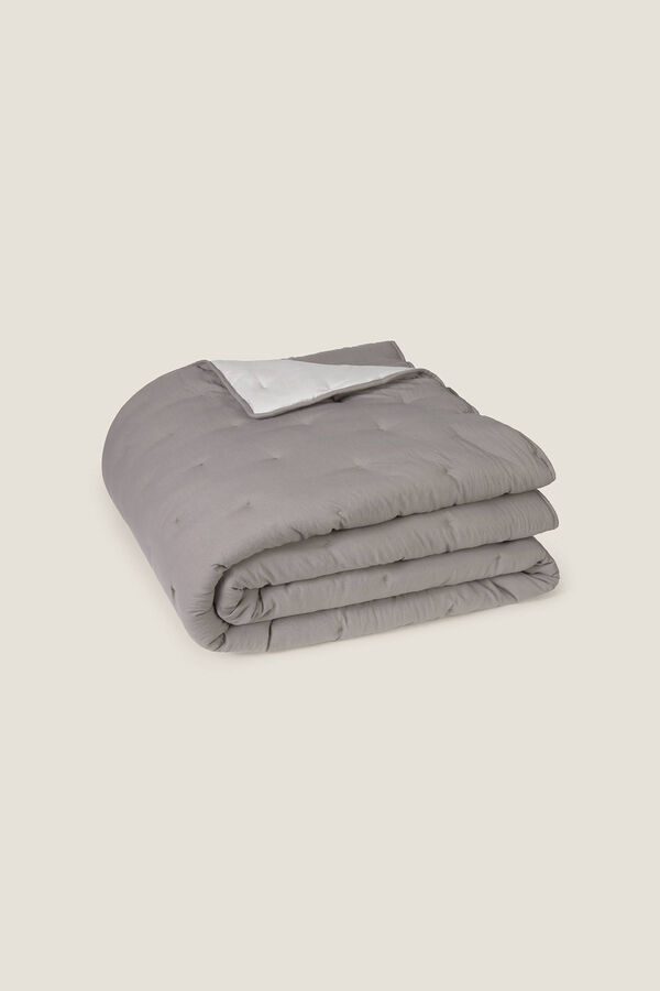 Textura Edredón liso reversible puntos gris