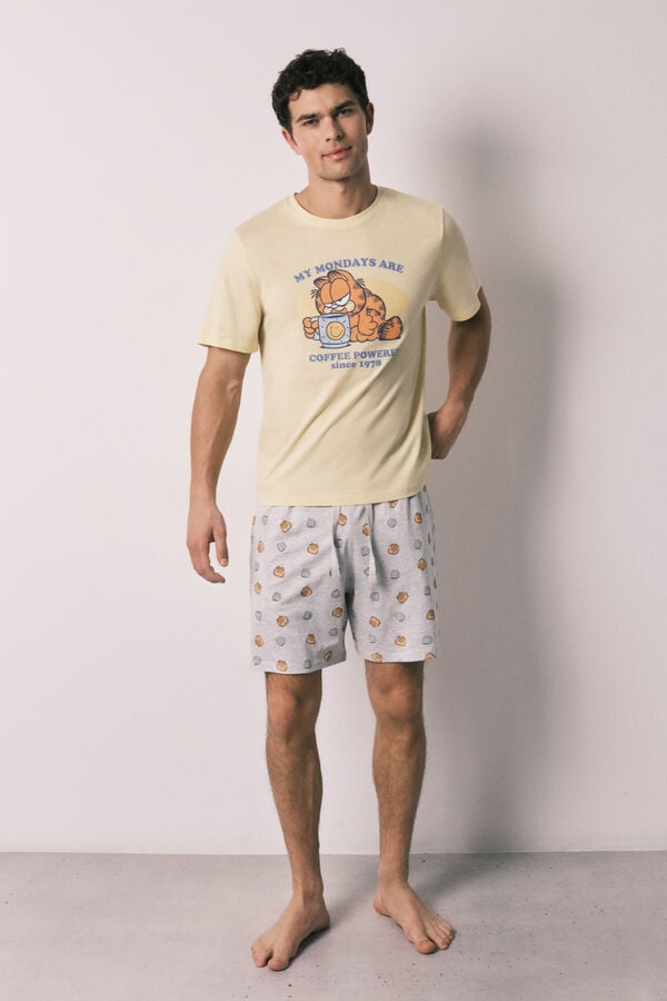 Women'secret Pijama de homem curto em 100% algod&atilde;o Garfield amarelo