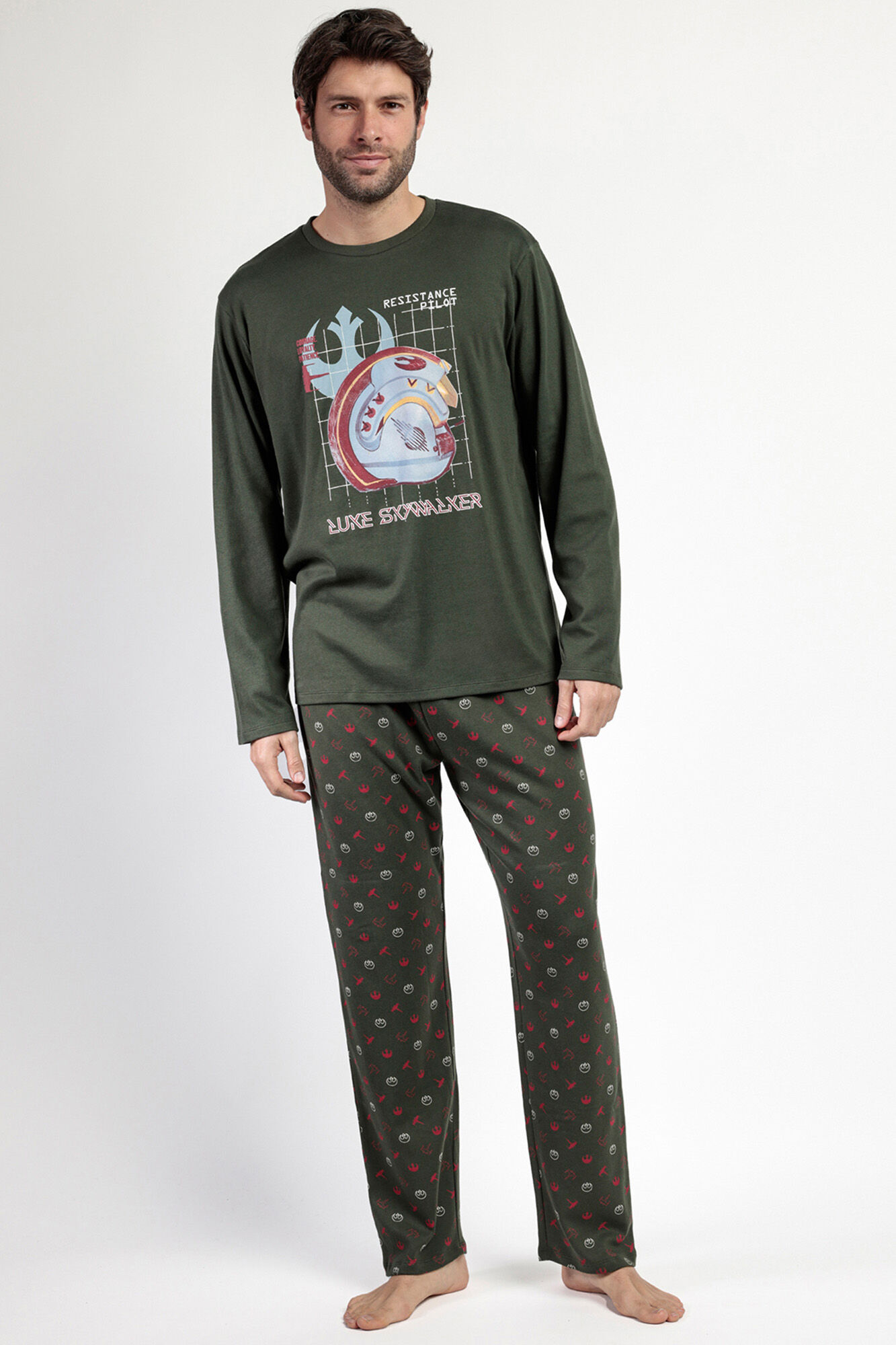 Admas Pijama comprido piloto Star Wars 100% algod&atilde;o de homem