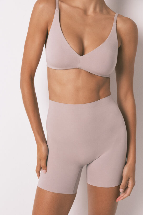 Women'secret Calça de roupa interior de algodão bege vison