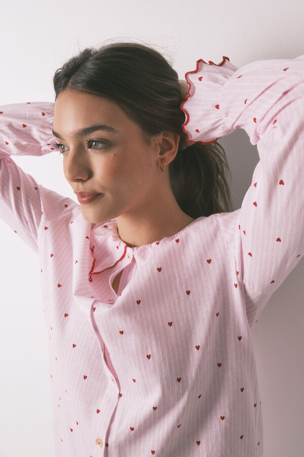 Women'secret Camisa de dormir gola Peter Pan em algod&atilde;o rosa