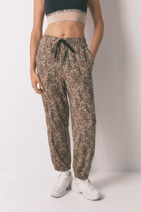 Women'secret Pantalón largo carrot animal print marrón