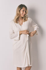 Women'secret Robe maternity com cinto branco bege
