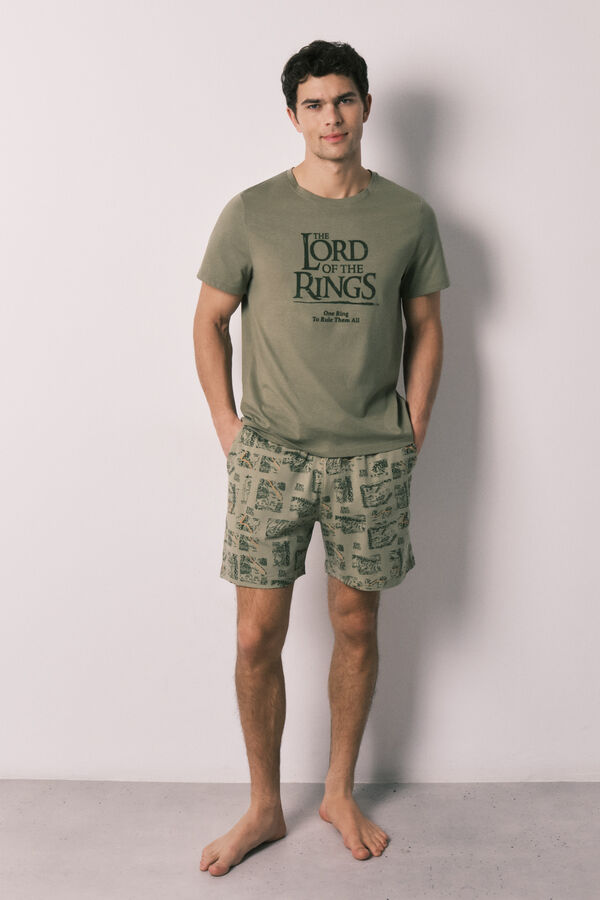 Women'secret Pijama curto de homem em algod&atilde;o LORD OF THE RINGS caqui