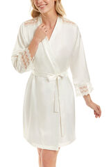 Ivette Bridal Grace short satin robe beige