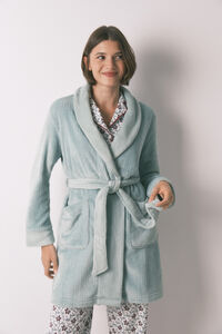 Women'secret Robe midi cruzado de polar azul