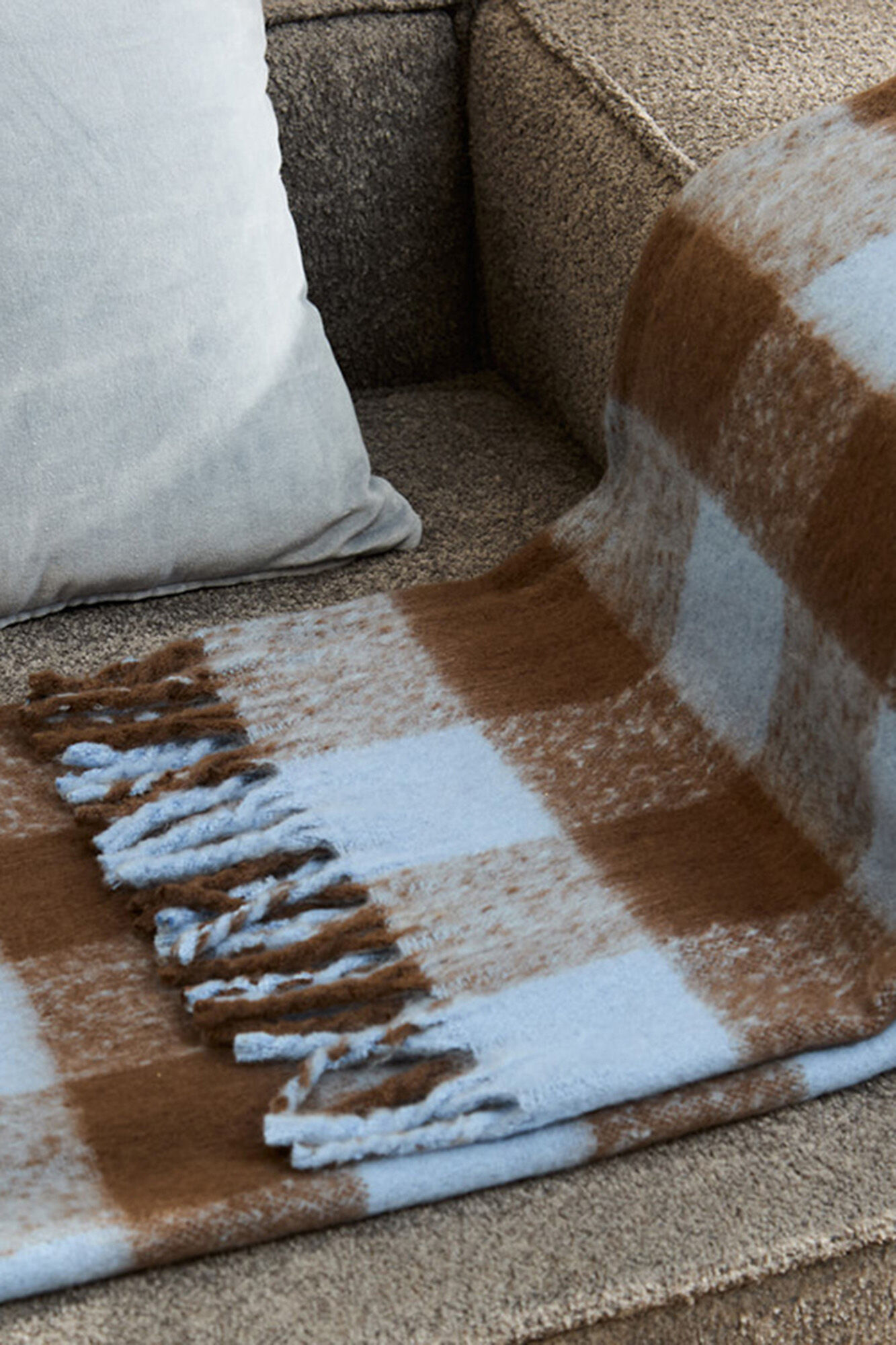 Calma House Xadrez de algod&atilde;o xadrez marrom Oslo