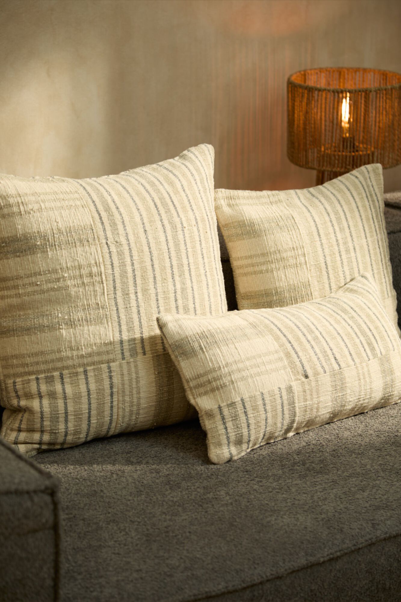 Calma House Funda de coj&iacute;n Bacoli gris 45x45