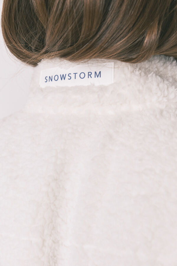 Women'secret Colete curto de pele de borrego branco bordado branco