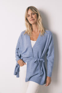 Women'secret Casaco de malha midi malha tricô azul