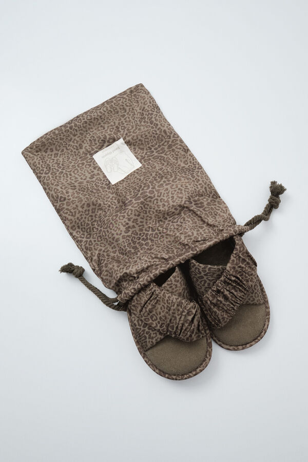 Women'secret Pack de viagem chinelos de quarto animal print caqui